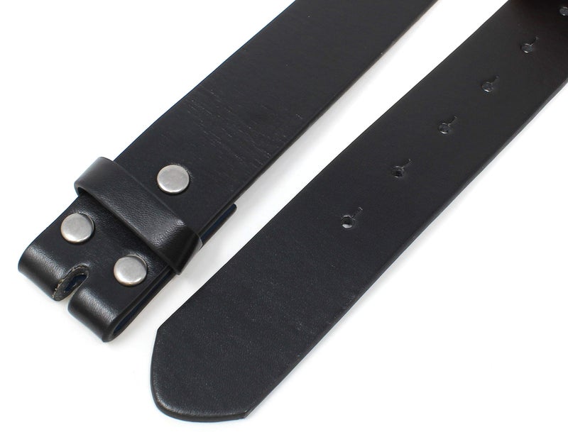 BC Belts Leather Belt Strap with Smooth Grain Finish 1.5" Wide with Snaps (Black-L) - Image 4